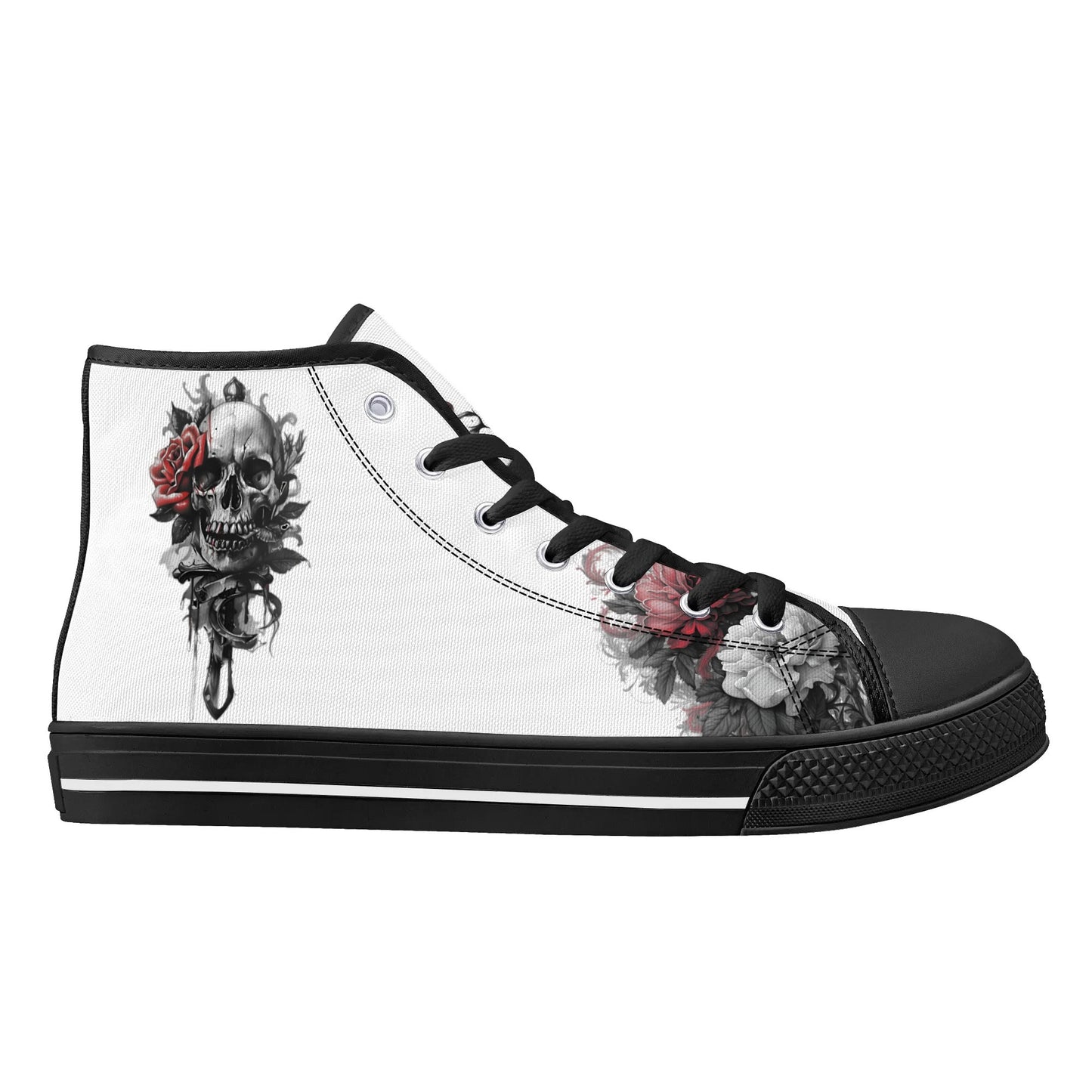 Skull Blossom High Top Canvas Shoes - Women