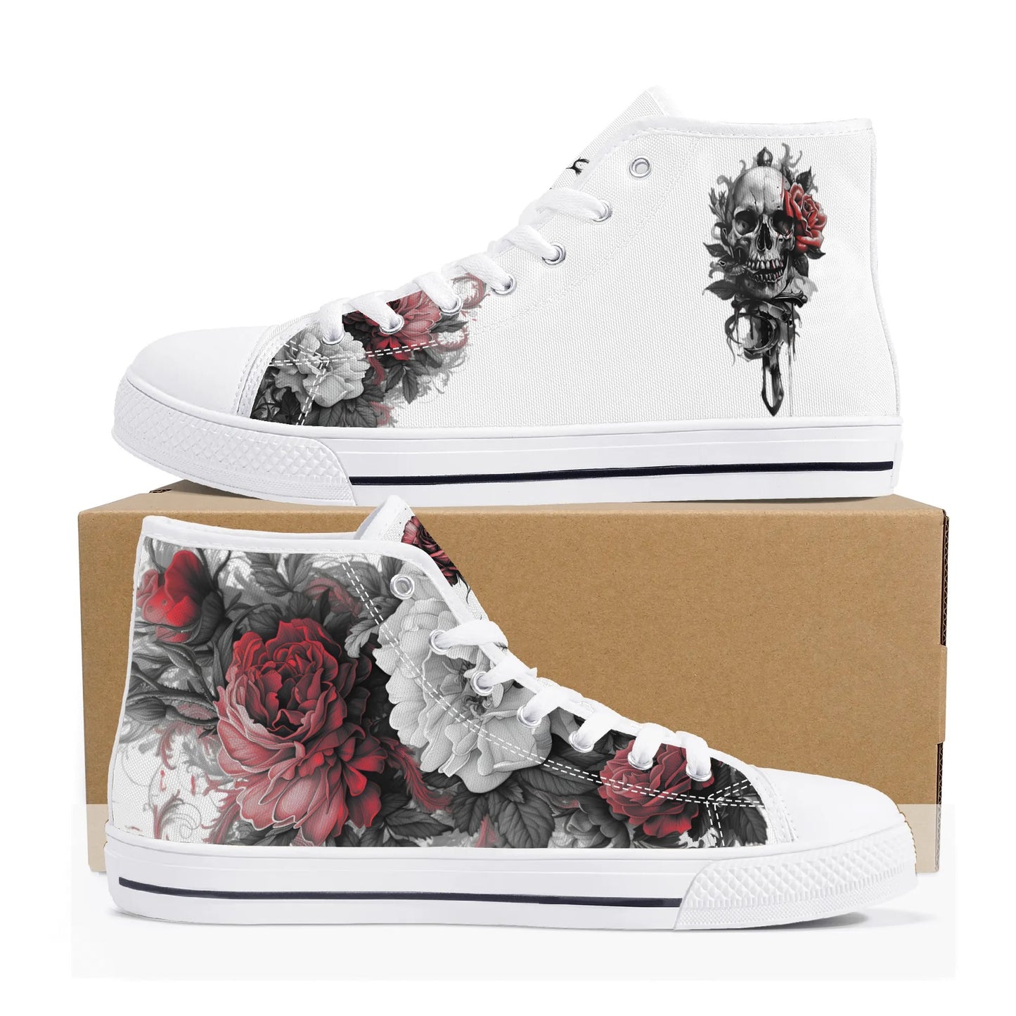 Skull Blossom High Top Canvas Shoes - Women