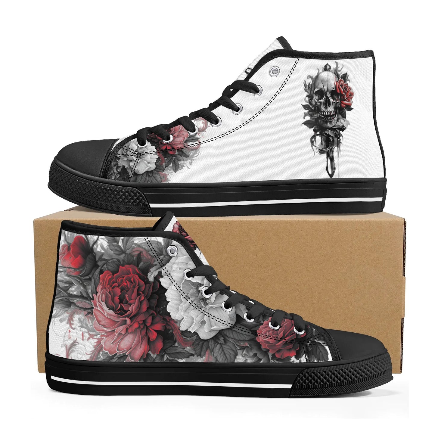 Skull Blossom High Top Canvas Shoes - Women