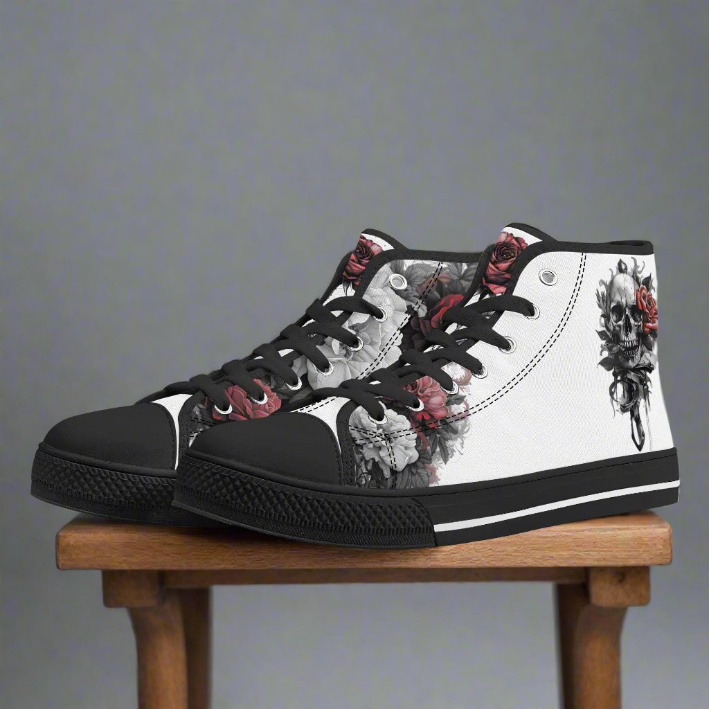 Skull Blossom High Top Canvas Shoes - Women