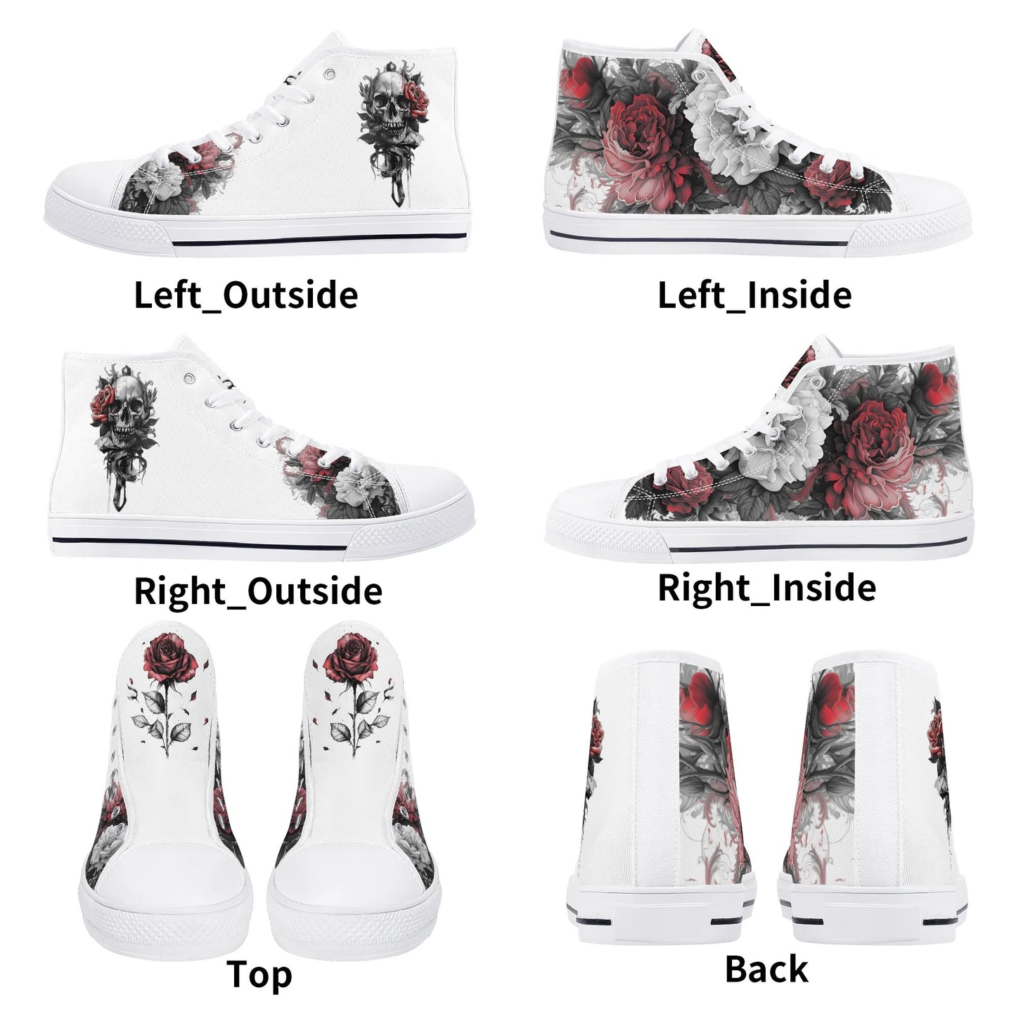 Skull Blossom High Top Canvas Shoes - Women