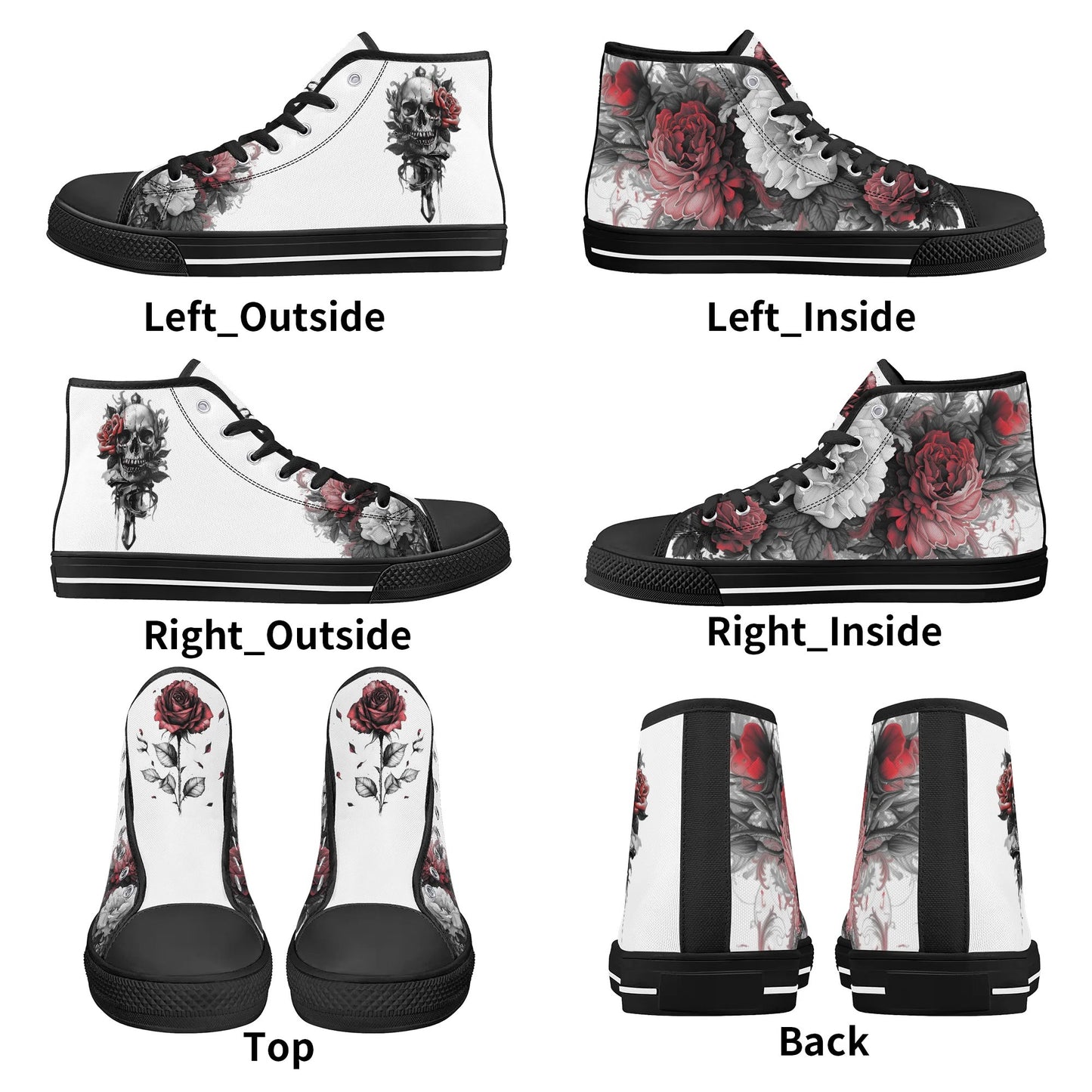 Skull Blossom High Top Canvas Shoes - Women