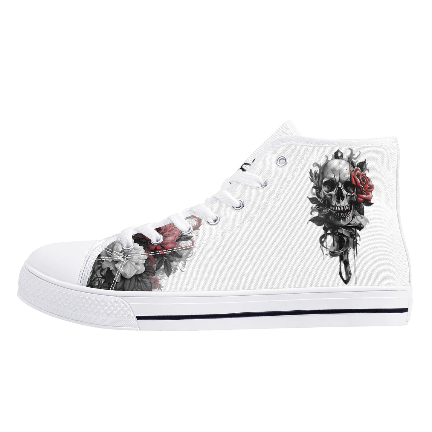 Skull Blossom High Top Canvas Shoes - Women