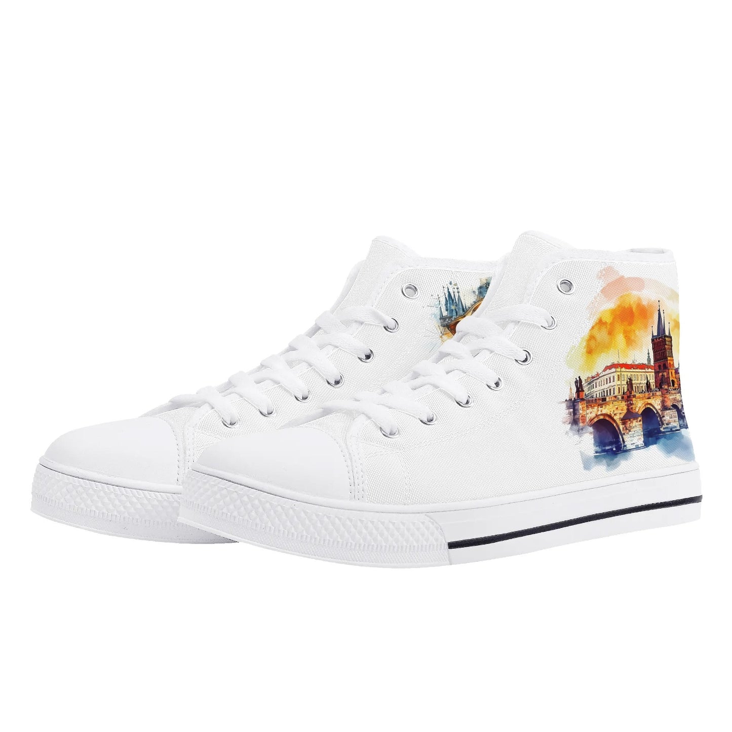 Prague Panorama Minimal High Top Canvas Shoes - Women