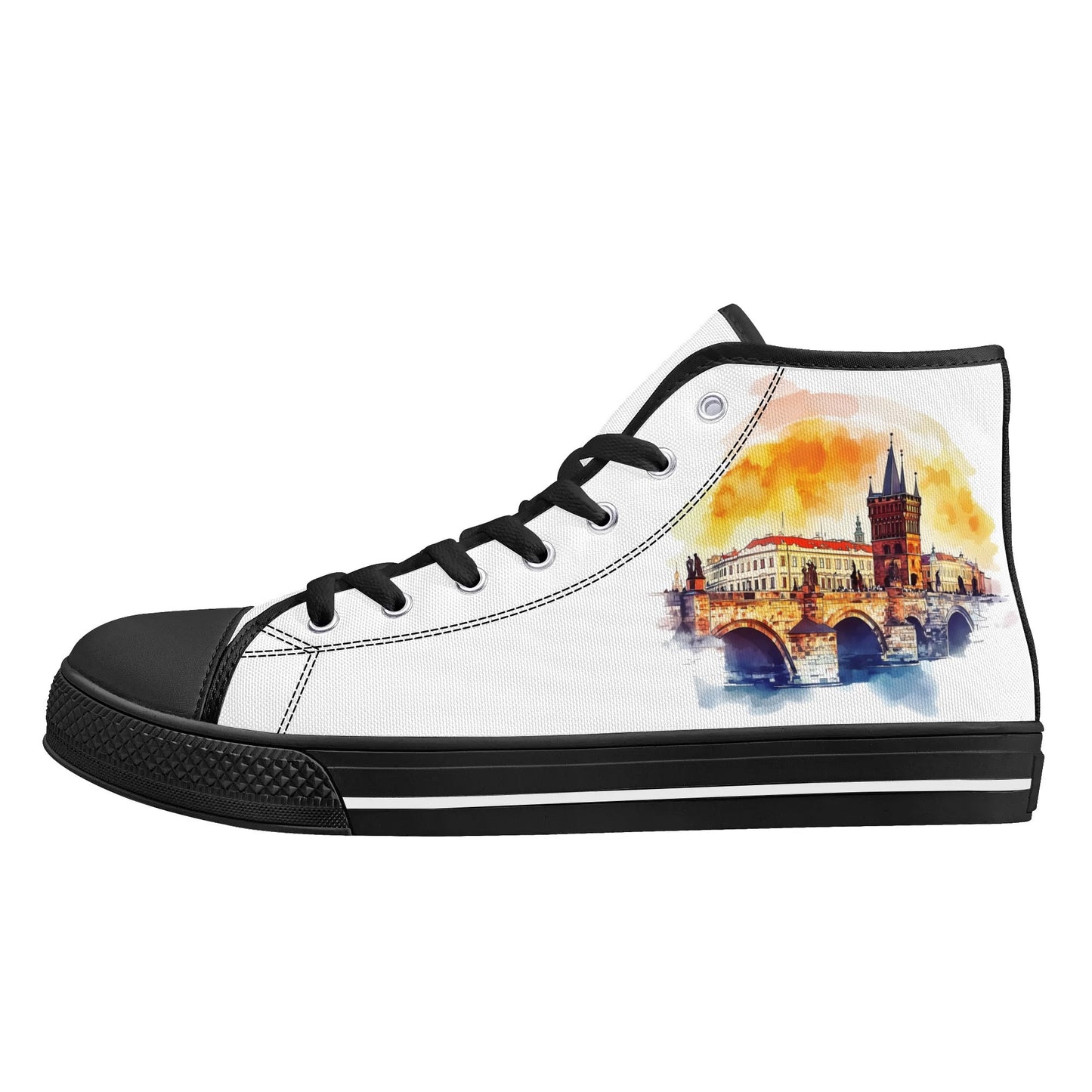 Prague Panorama Minimal High Top Canvas Shoes - Women