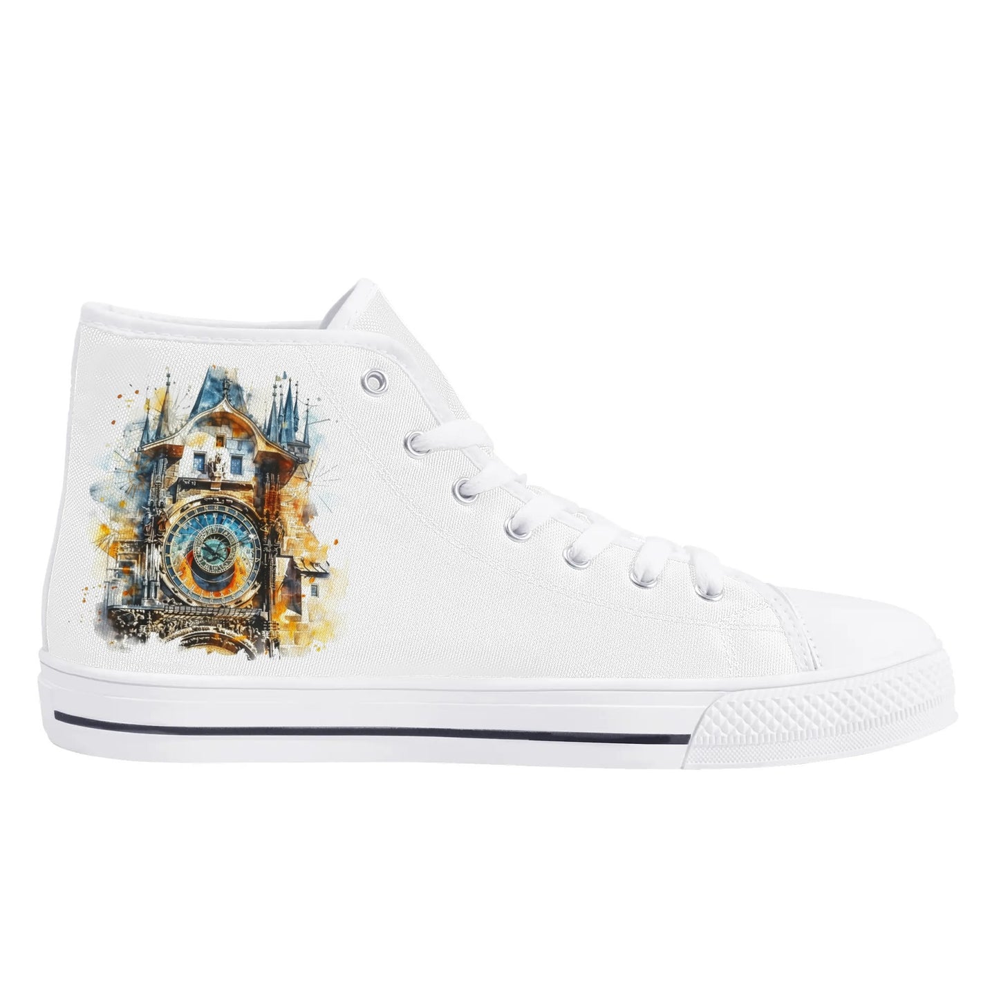 Prague Panorama Minimal High Top Canvas Shoes - Women