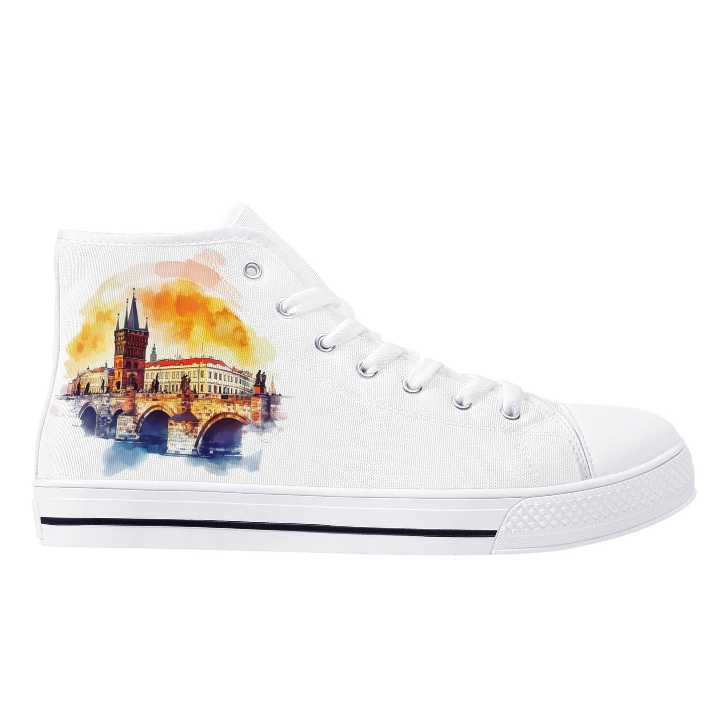 Prague Panorama Minimal High Top Canvas Shoes - Women