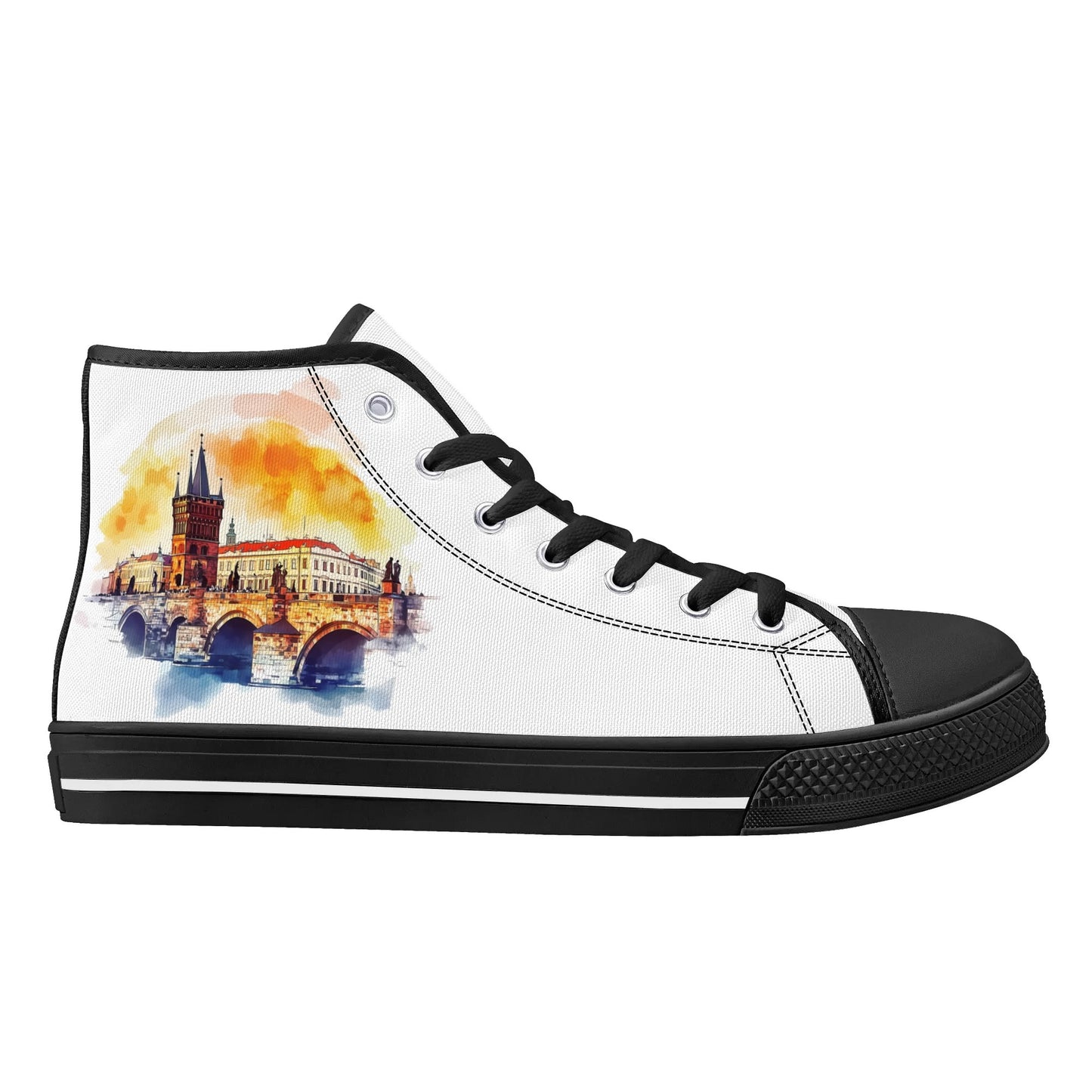 Prague Panorama Minimal High Top Canvas Shoes - Women