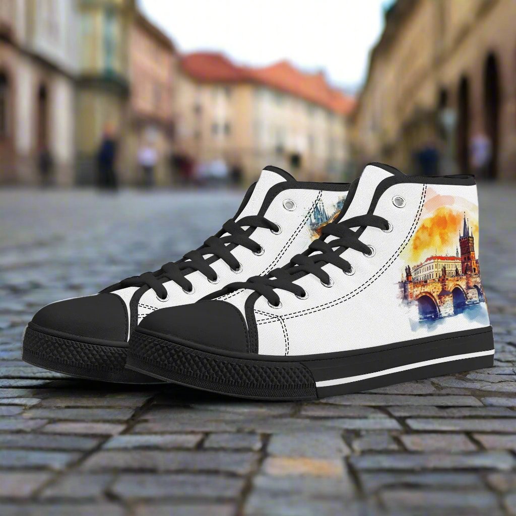 Prague Panorama Minimal High Top Canvas Shoes - Women