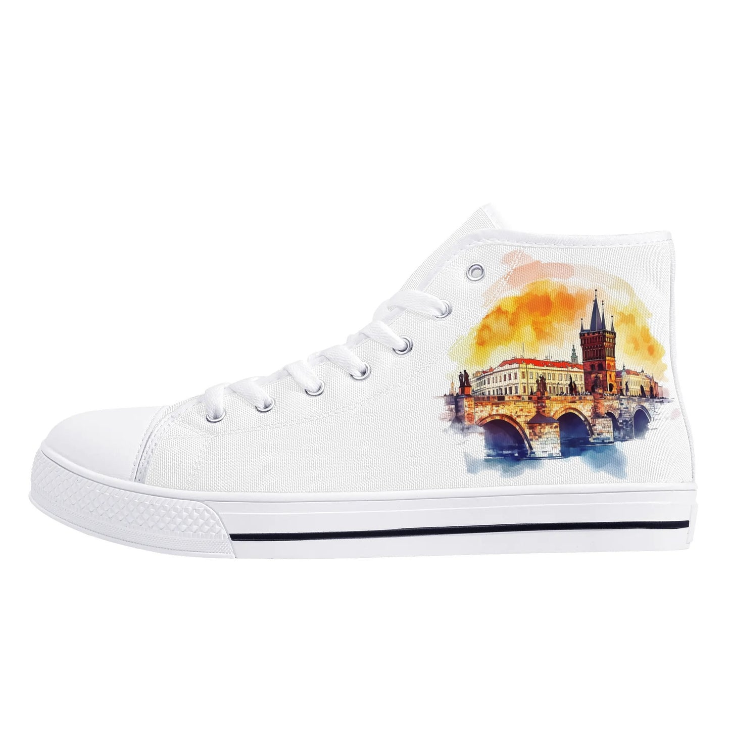 Prague Panorama Minimal High Top Canvas Shoes - Women