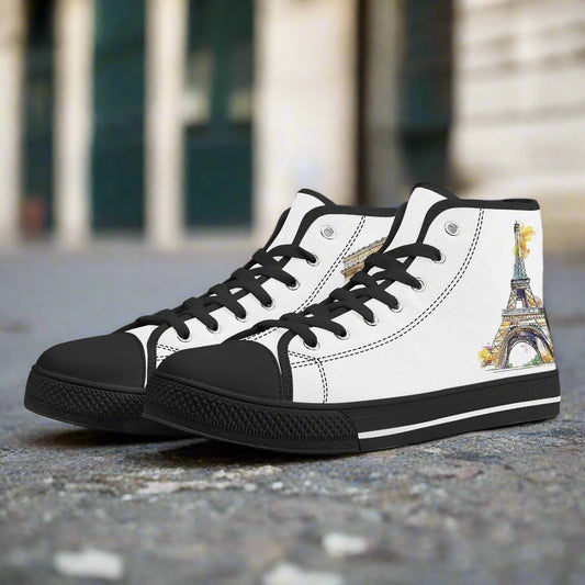 Parisian Panorama Minimal High Top Canvas Shoes - Men