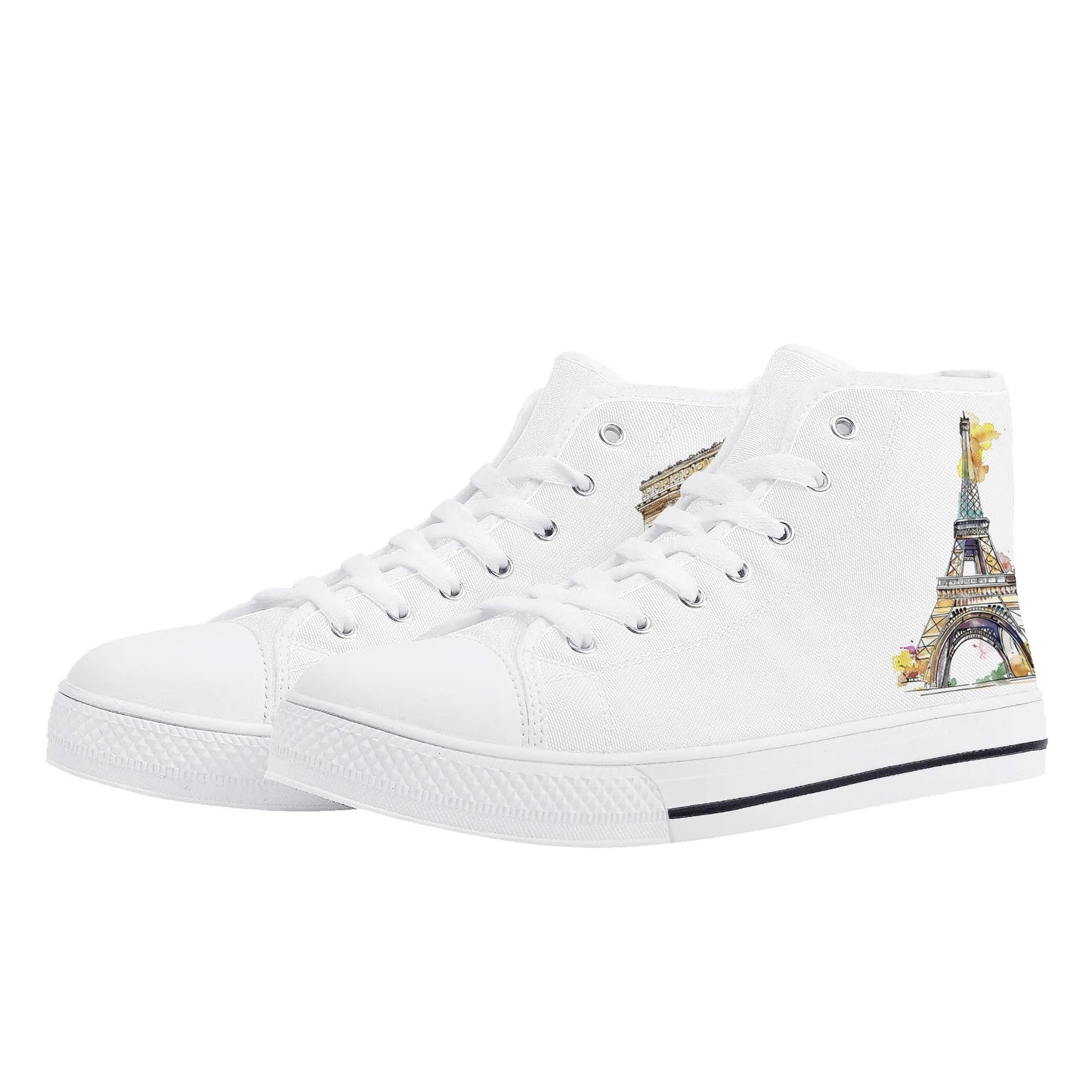 Parisian Panorama Minimal High Top Canvas Shoes - Women