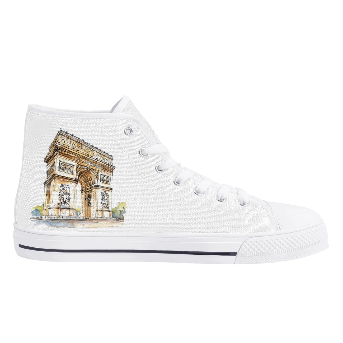 Parisian Panorama Minimal High Top Canvas Shoes - Women