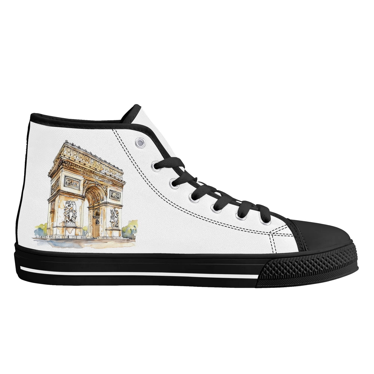 Parisian Panorama Minimal High Top Canvas Shoes - Women