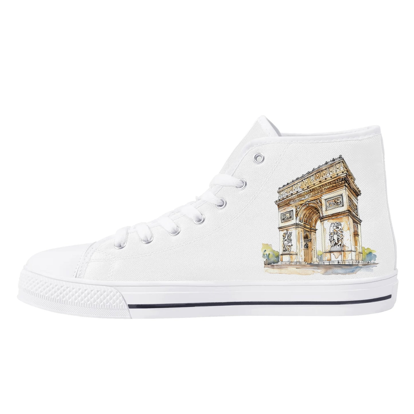 Parisian Panorama Minimal High Top Canvas Shoes - Women