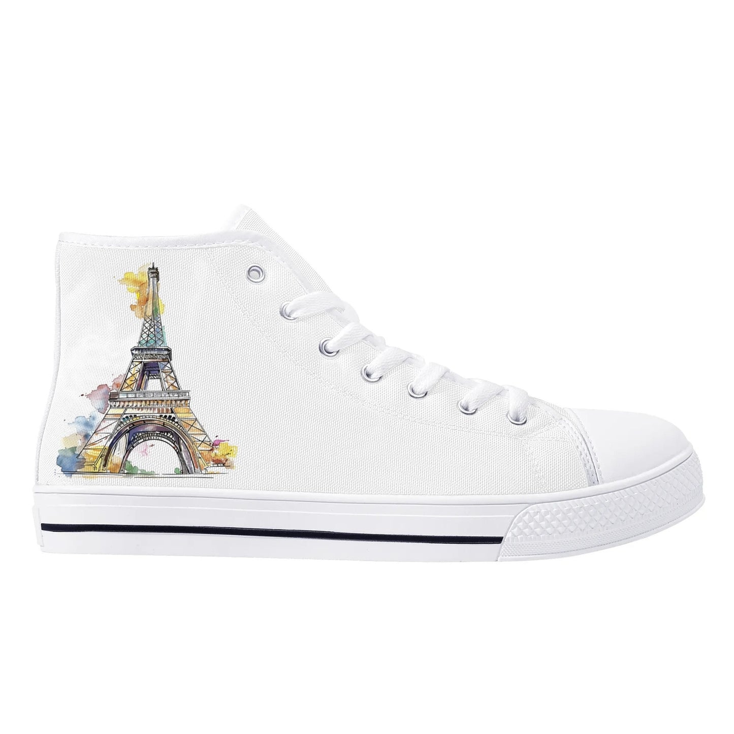 Parisian Panorama Minimal High Top Canvas Shoes - Women