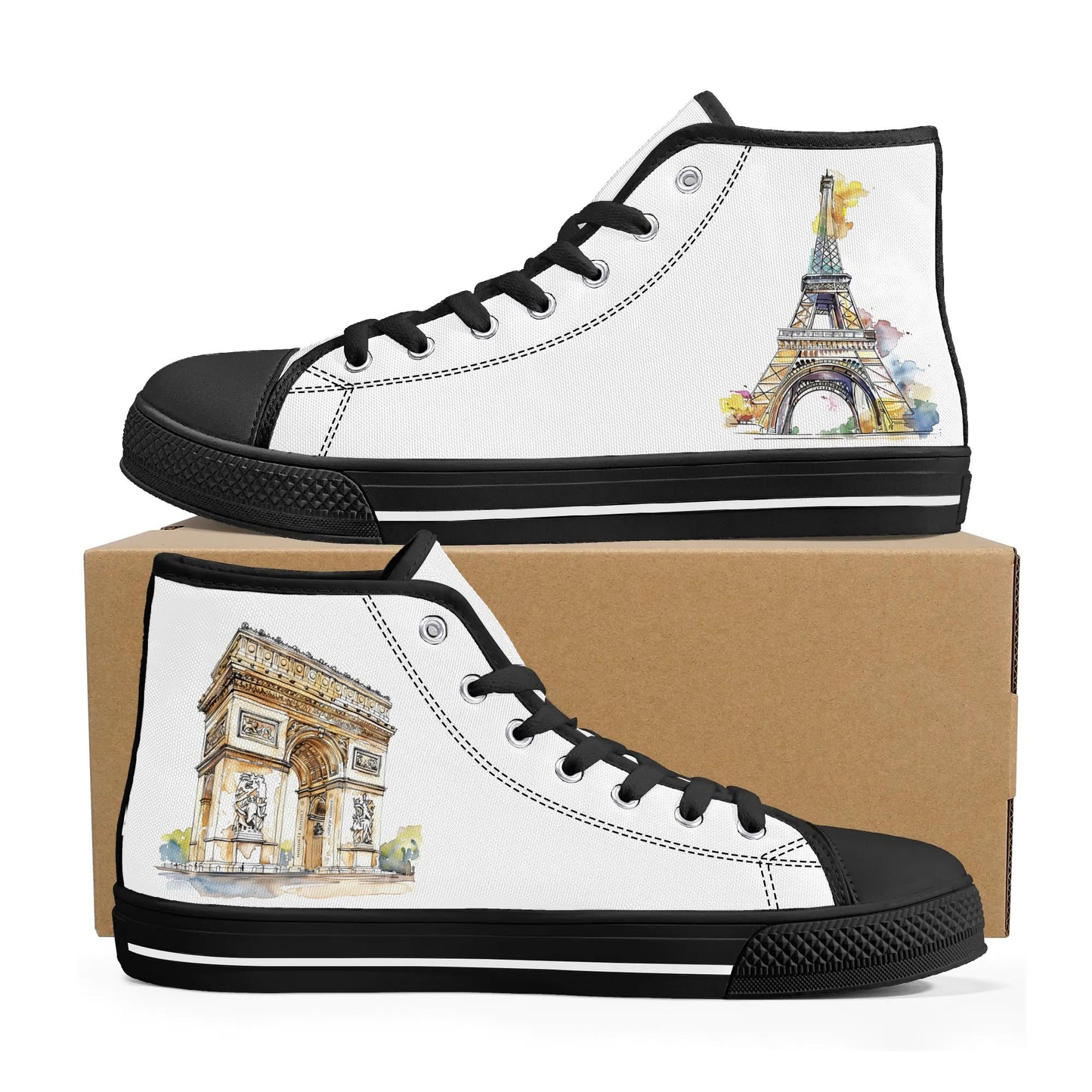 Parisian Panorama Minimal High Top Canvas Shoes - Women