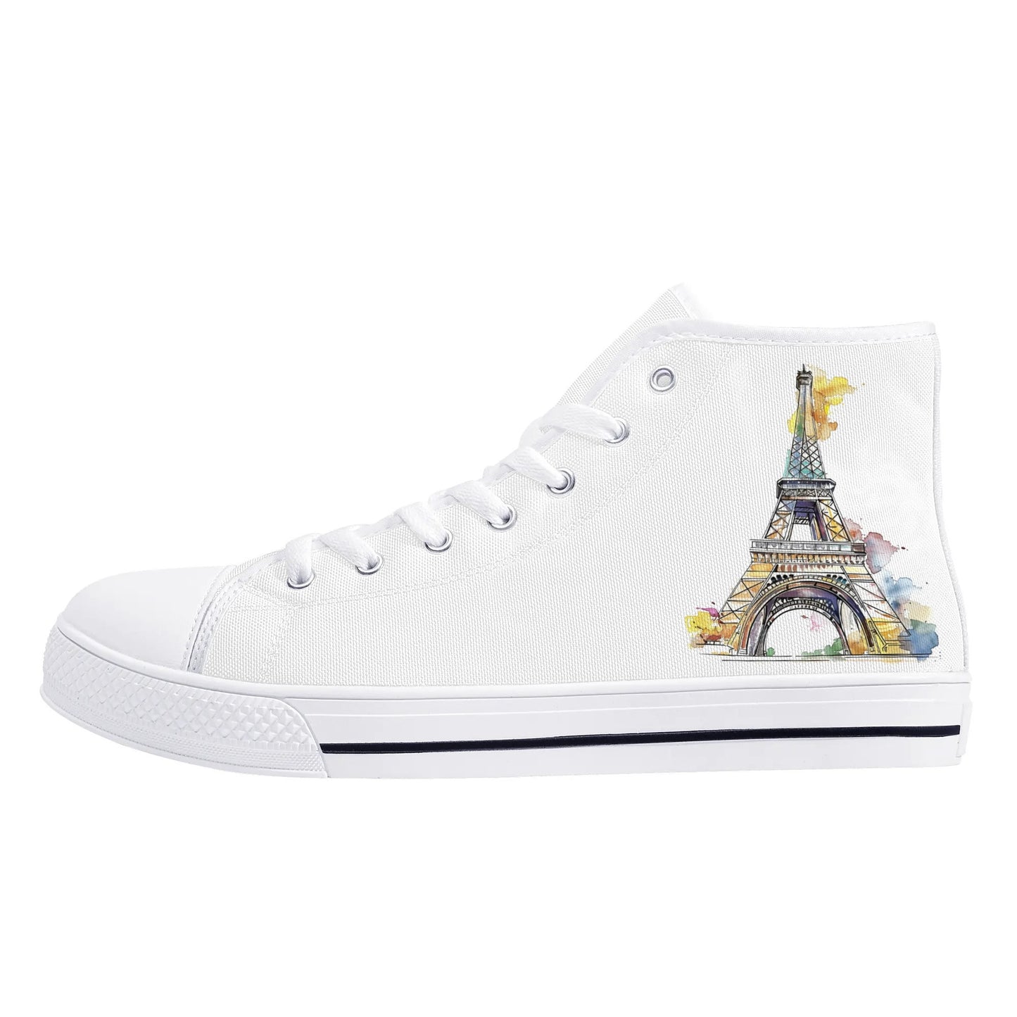 Parisian Panorama Minimal High Top Canvas Shoes - Women